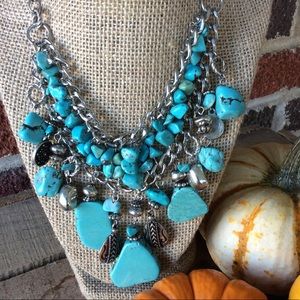 Laura Ashley Turquoise & Silver Boho Necklace!